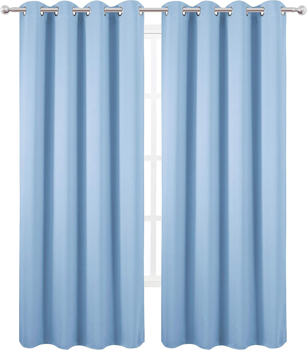 Lemomo Blackout Curtains 66 x 84 inch/Sky Blue Curtains Set of 2 Panels/Thermal Insulated Room Darkening Bedroom Curtains 84 inch Blue