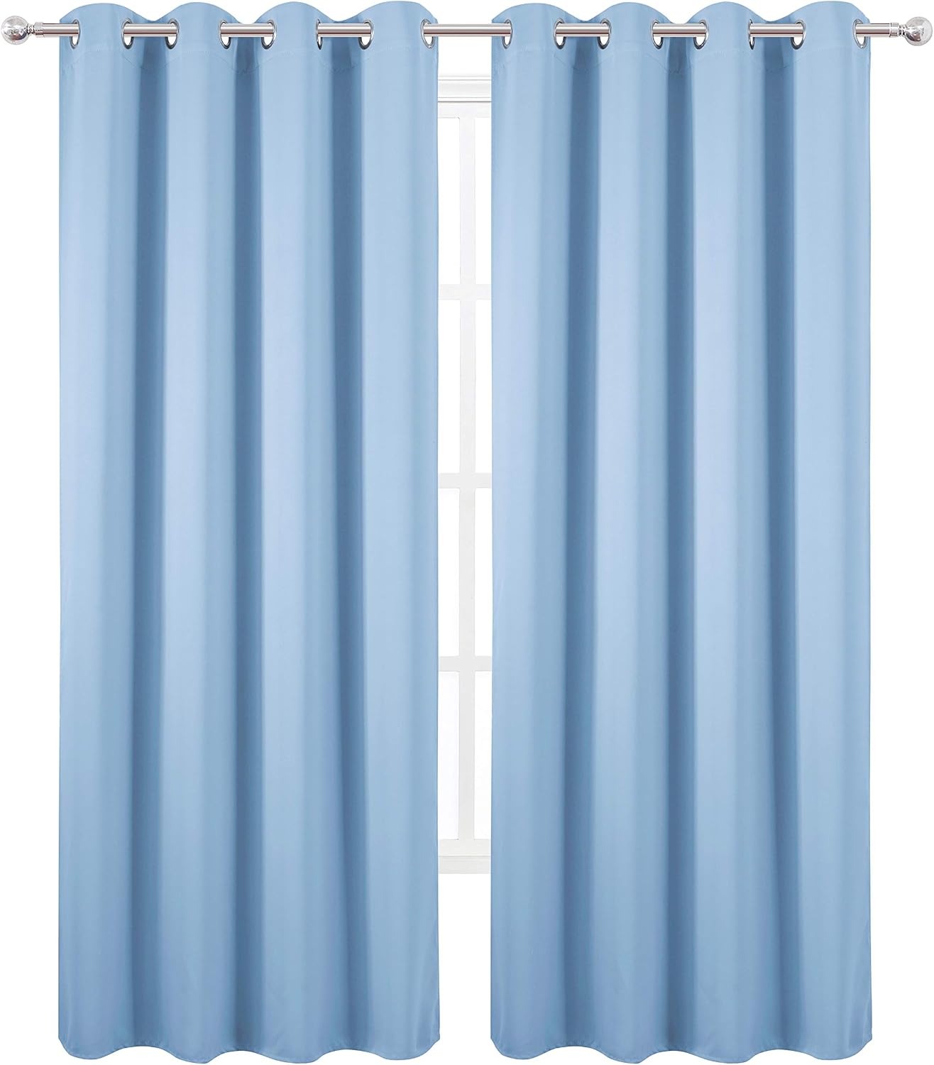 Lemomo Blackout Curtains 66 x 84 inch/Sky Blue Curtains Set of 2 Panels/Thermal Insulated Room Darkening Bedroom Curtains 84 inch Blue