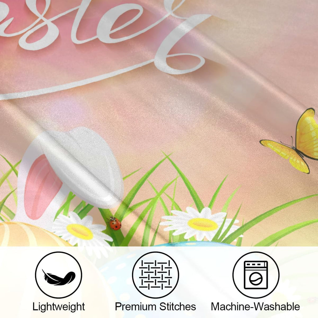 Happy Easter Satin Silk Pillowcase for Hair and Skin Pillow Cases Standard Size Soft Silk Pillow Case with Envelope Closure Print Satin…