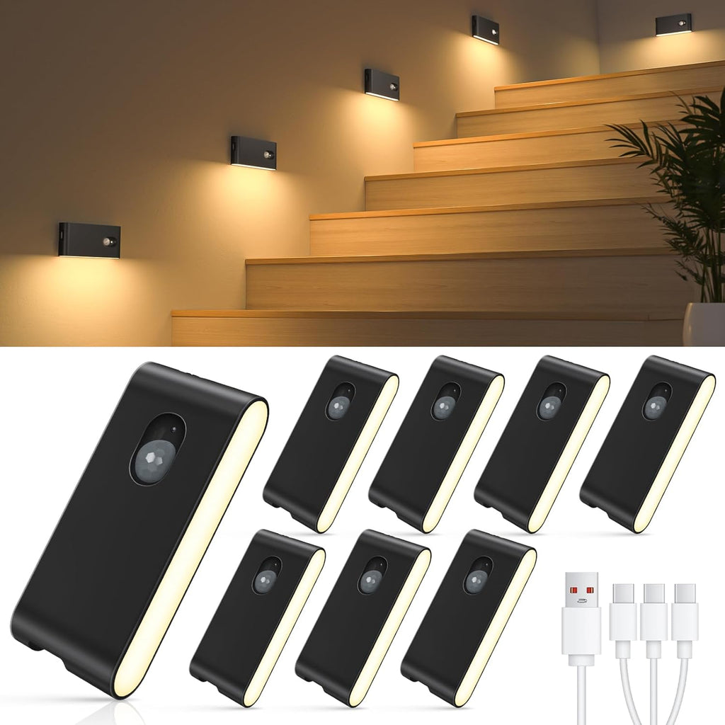 WILLED Stair Lights Indoor, Wireless Motion Sensor Light Indoor, Rechargeable Night Lights for Stairway, Hallway, Kitchen, Closet…