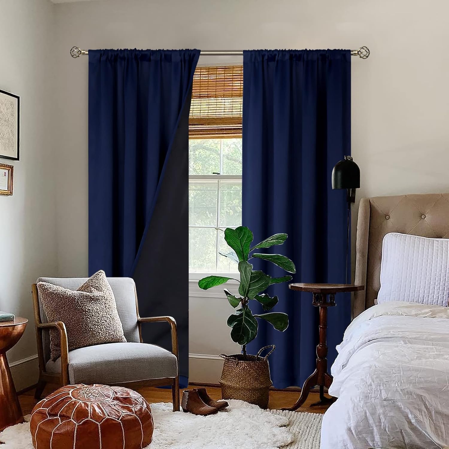 BGment Blackout Curtains for Bedroom 90 Inch Length, Rod Pocket 100% Blackout Curtains with Thermal Liner Room Darkening Curtains for…