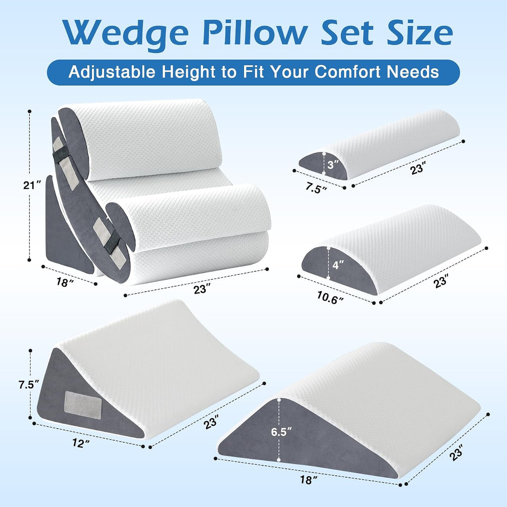 Ahpmeoa 6PCS Wedge Pillow Set for After Surgery, Orthopedic Bed Wedge Pillow for Headboard, Memory Foam Back Pillow for Bed Sitting Up, Sit…