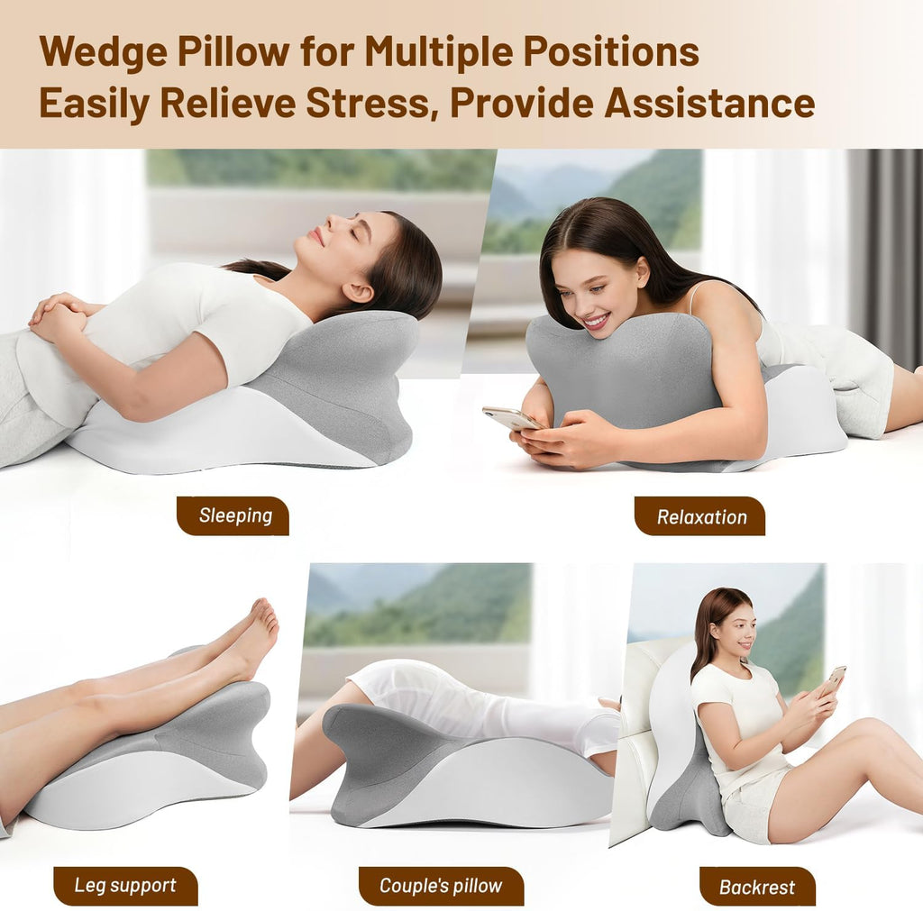 YRuiSofut Memory Foam Ergonomic Wedge Pillow, Reading Pillow for Bed, Headboard Pillow Support for Back Pain, Acid Reflux & Sitting…