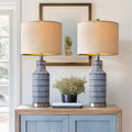 USumkky 25" Modern Ceramic Lamps Single Table Lamp for Living Room Bedroom Farmhouse Nightstand Bedside Lamps