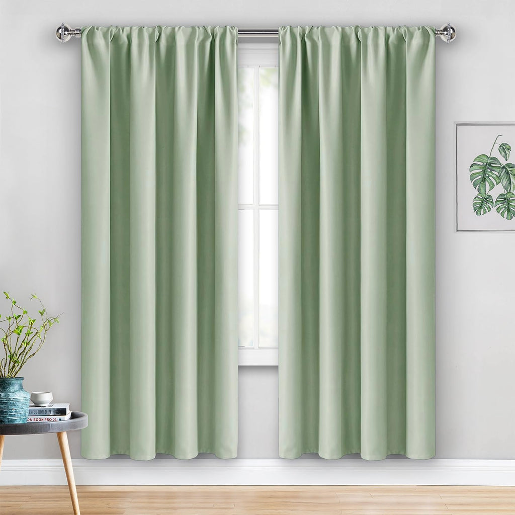 Jiuzhen Blackout Curtains for Bedroom– Thermal Insulated, Noise Reducing Room Darkening Rod Pocket Curtains for Living Room, Set of 2 Panels…