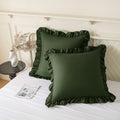 KKJIAF Ruffle Pillow Cases 20x20 Inches, Olive Green Square Ruffled Pillow Covers Set of 2, Microfiber Wrinkle Resistant Pillow Shams…