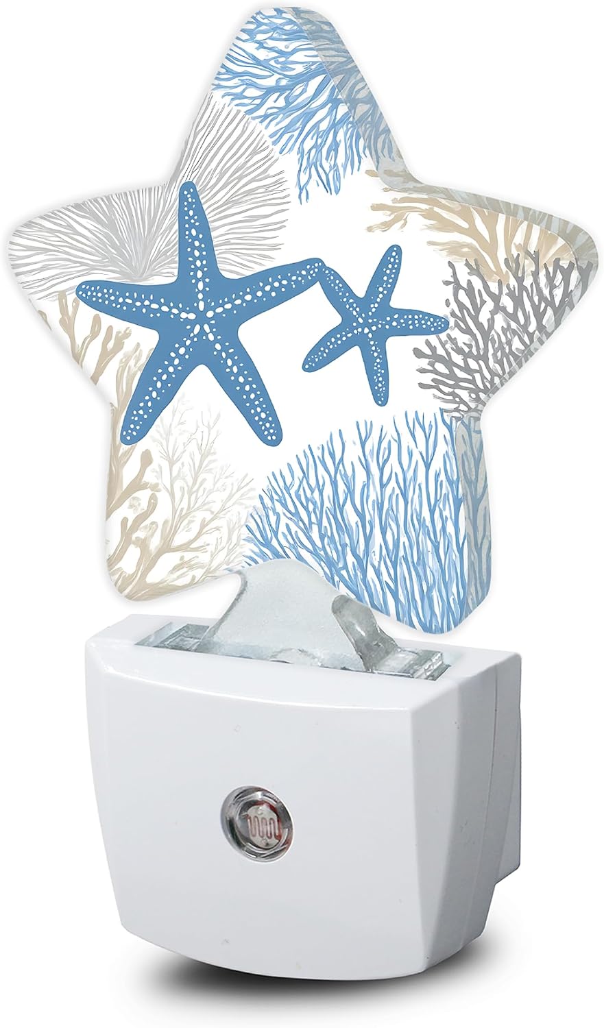 Snowmolle Ocean Starfish Coral Night Light, Coastal Beach Plug-in Star Night Lights with Dusk-to-Dawn Sensor for Bedroom, Bathroom, Living Roo…