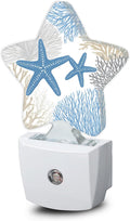 Snowmolle Ocean Starfish Coral Night Light, Coastal Beach Plug-in Star Night Lights with Dusk-to-Dawn Sensor for Bedroom, Bathroom, Living Roo…