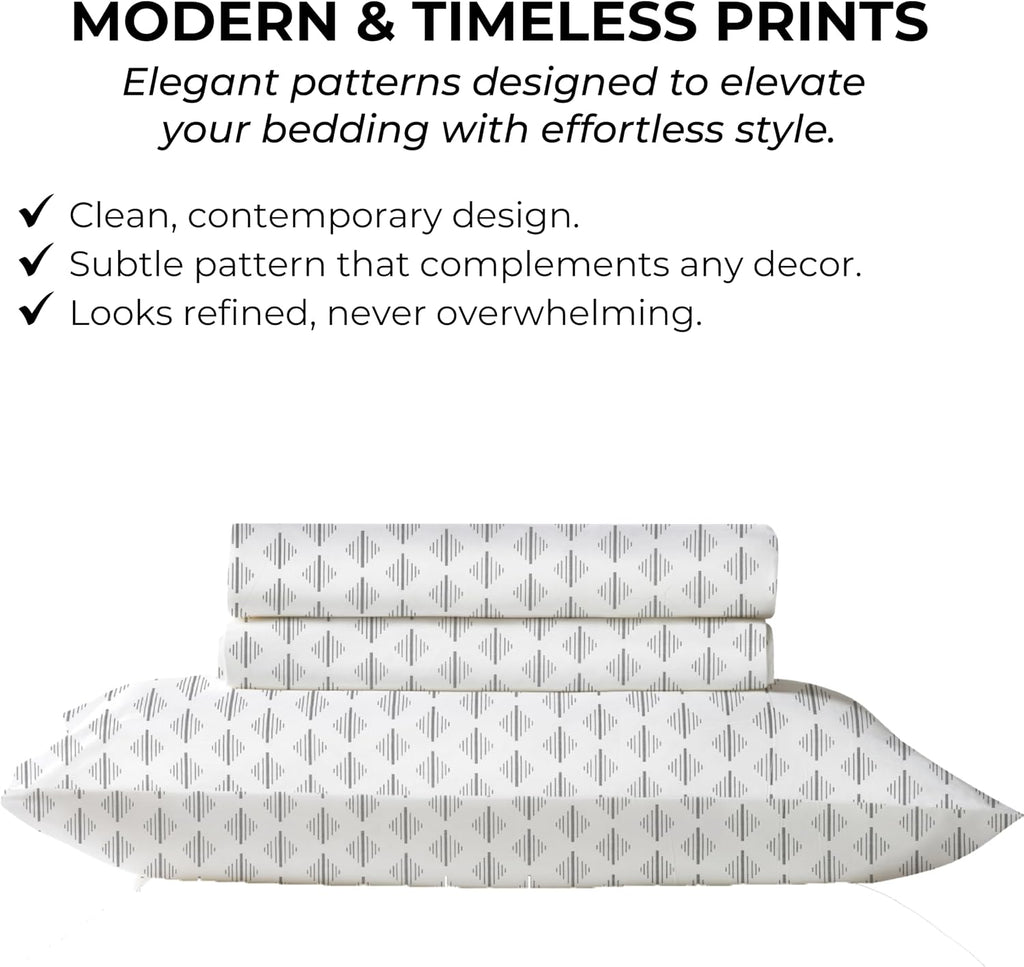 Twin Fitted Sheet with 18" Deep Pockets, Flat Sheet - Percale Weave Natural - Breathable 100% Cotton Bedding, 1 Fitted Sheet + 1 Flat…