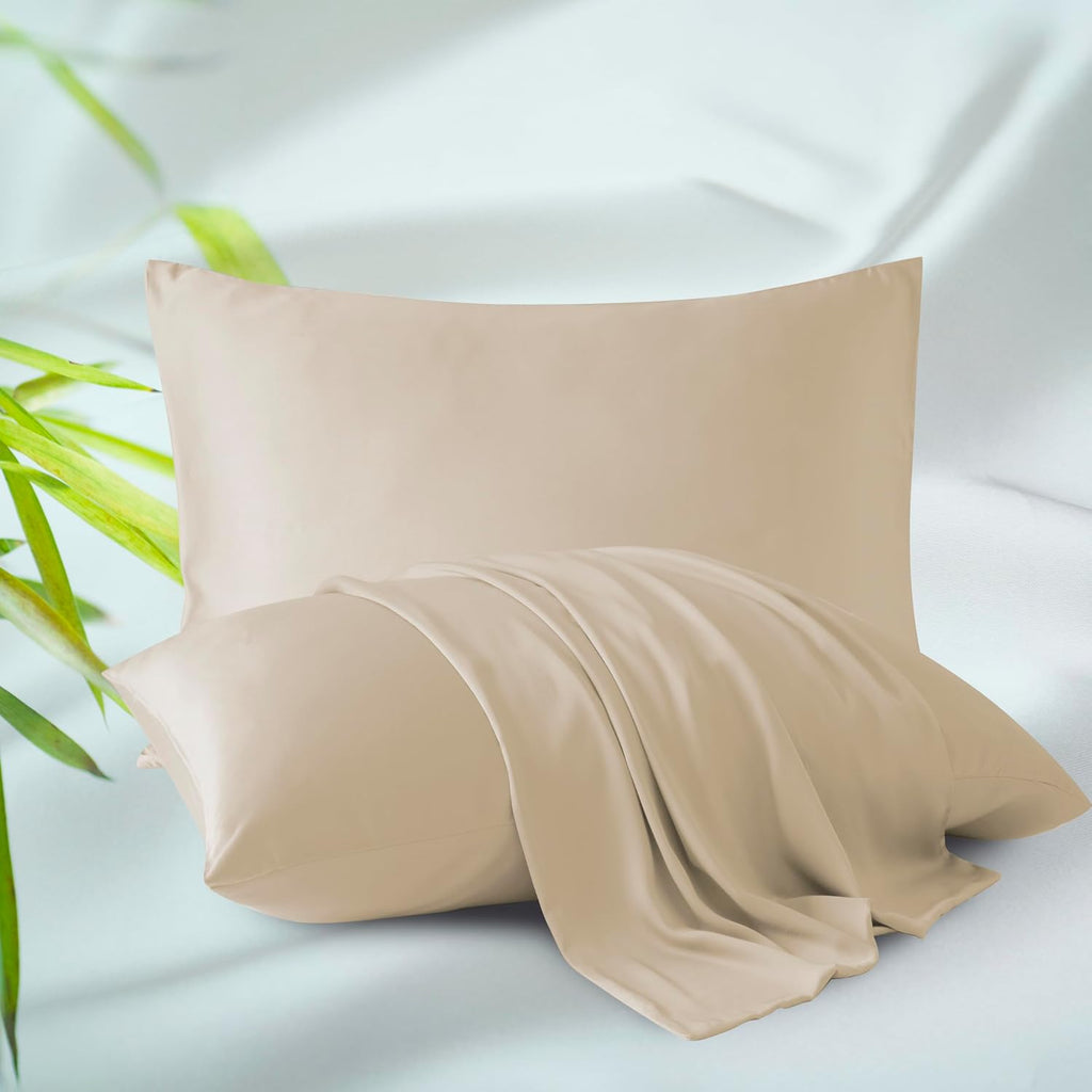 4-Pack Bamboo Viscose Zippered Pillow Cases Standard Size, 400 Thread Count Cooling Pillow Protectors for Hot Sleepers, Luxurious Hotel…