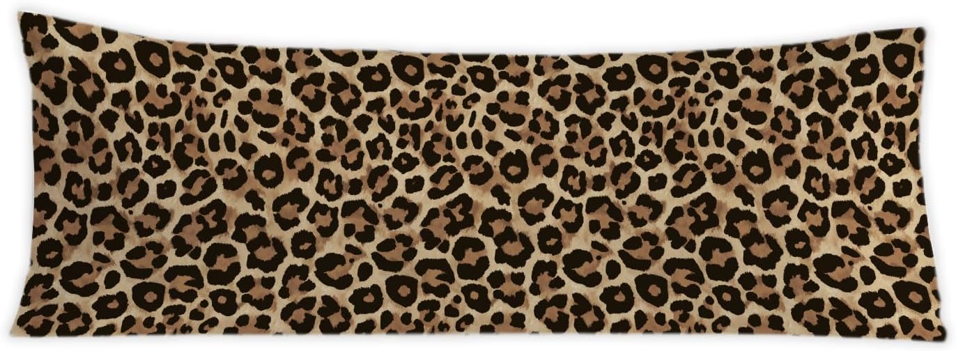 Leopard Print 20x54 Body Pillow Cover, Cheetah Print Room Decor, Trendy Wild Animal Print Decorative Long Body Pillow Cases for Girls…