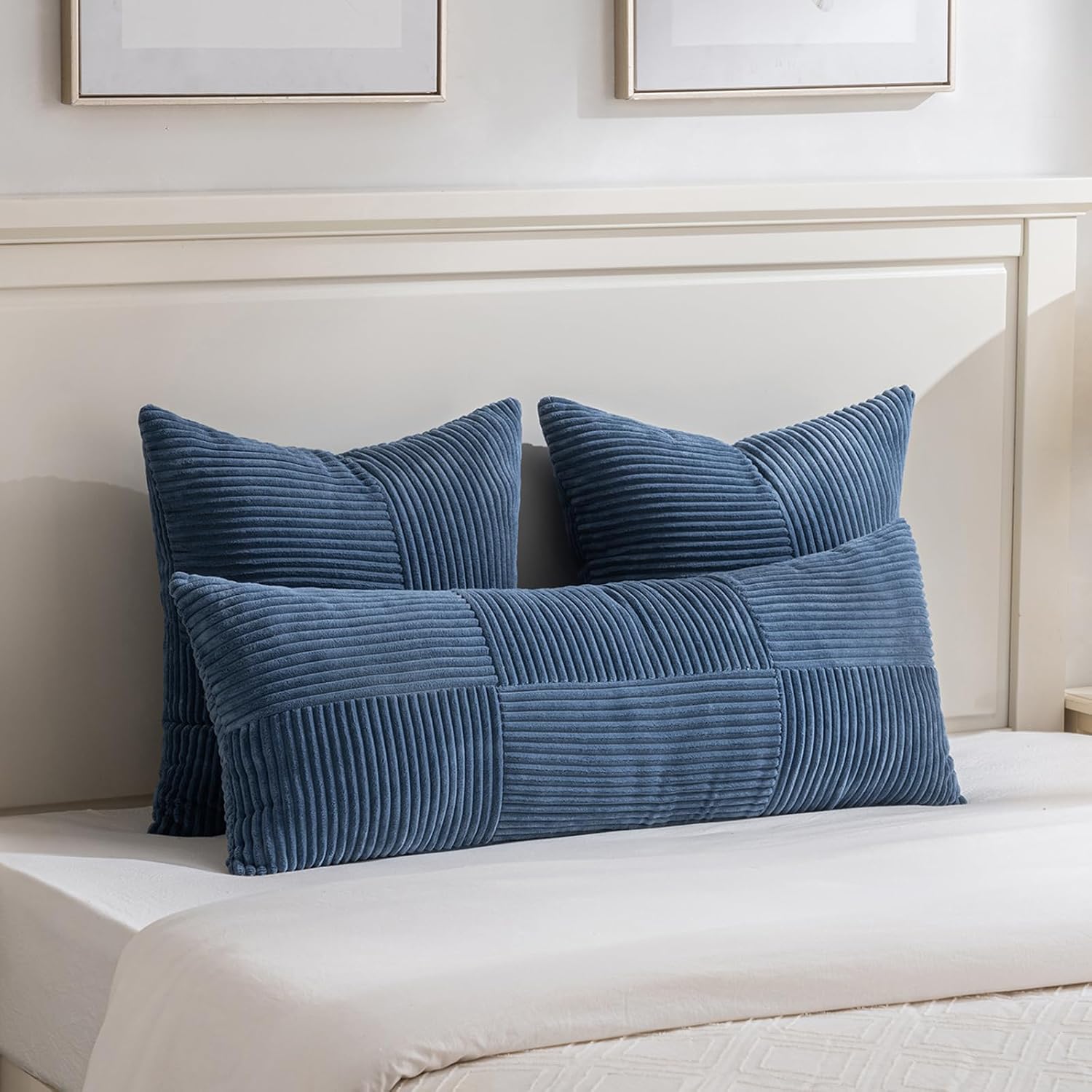 Fancy Homi 2 Packs Dusty Blue Decorative Throw Pillow Covers 18x18 Inch for Living Room Couch Bed, Farmhouse Boho Home Decor, Soft Corss…