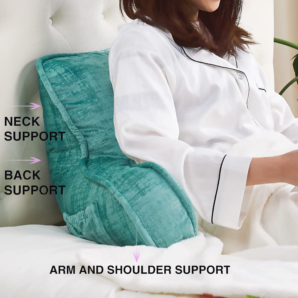 Bytide DIY Assembly Art Velvet Backrest Reading Bed Rest Pillow with Arms & Pockets, 18" H for Sitting in Bed Couch Sofa, Back Support Cush…