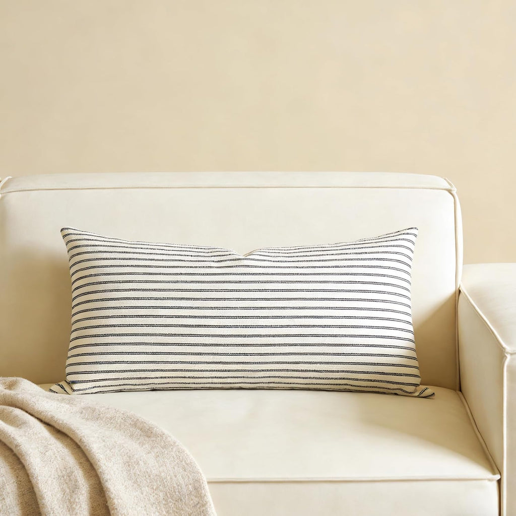 Slow Cow Rectangular Throw Pillow Cover Decorative Textured Lumbar Accent Cushion Cover for Couch Sofa 12 x 24 Inches Navy