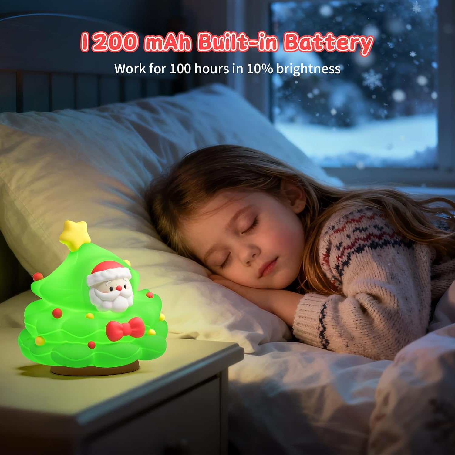 Christmas Tree Night Light, Touch Control LED Lamp, Silicone Green with Yellow Star, USB Rechargeable, 3 Brightness with Auto-Off…