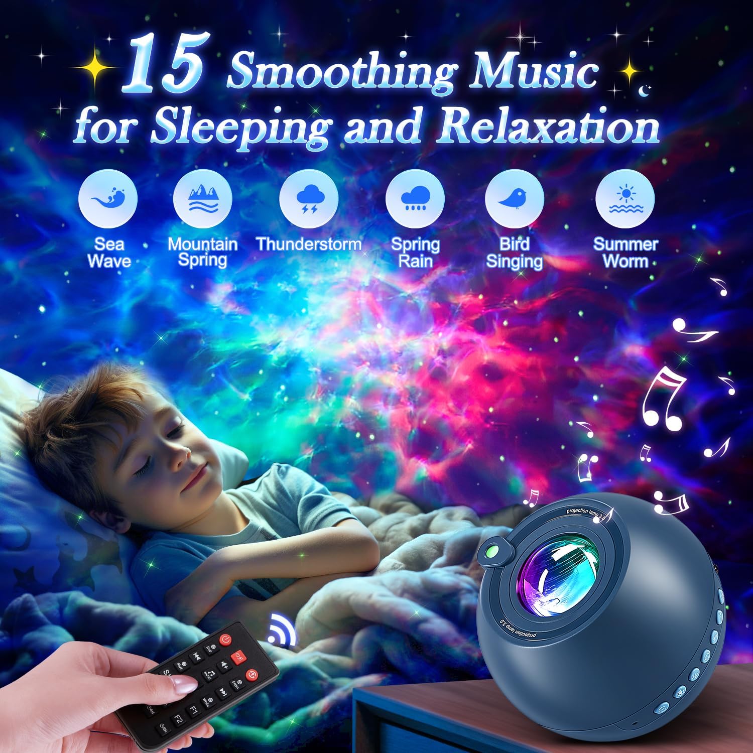 Bedroom Decor Boy Gift Lava Lamp Room Decor 15 White Noise Sound Machine for Kids Night Light Bluetooth Projector Nebula Projector Sunset…