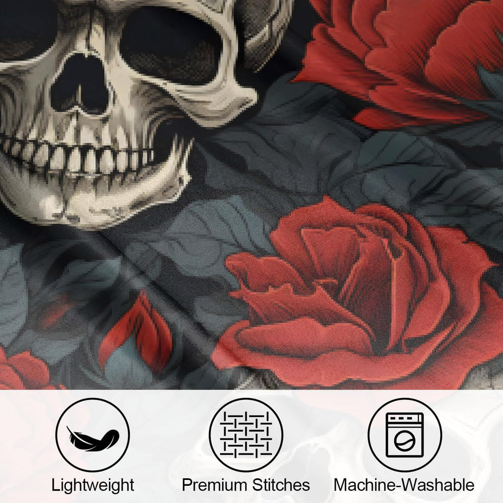 Valentine Rose Skulls Satin Silk Pillowcase for Hair & Skin Pillow Cases Standard Size Soft Silk Pillow Case with Envelope Closure Satin…