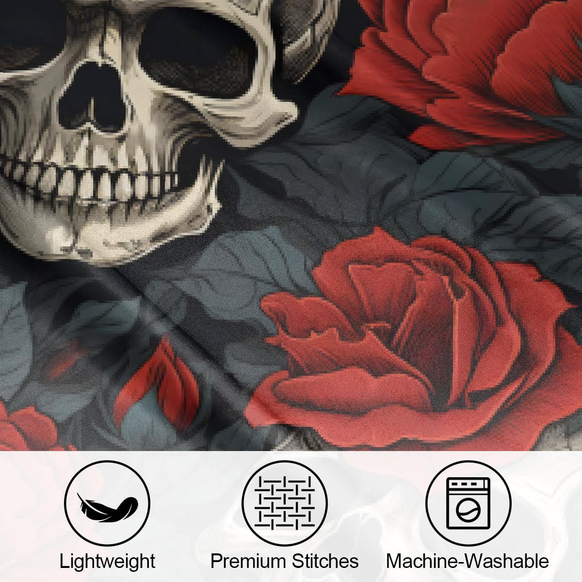 Valentine Rose Skulls Satin Silk Pillowcase for Hair & Skin Pillow Cases Standard Size Soft Silk Pillow Case with Envelope Closure Satin…