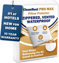 CleanRest PRO Max Waterproof Pillow Protector, Standard Size - Zippered (1-Pack), Dust Mite Allergen & Bed Bug Proof, Anti-Microbial Treate…