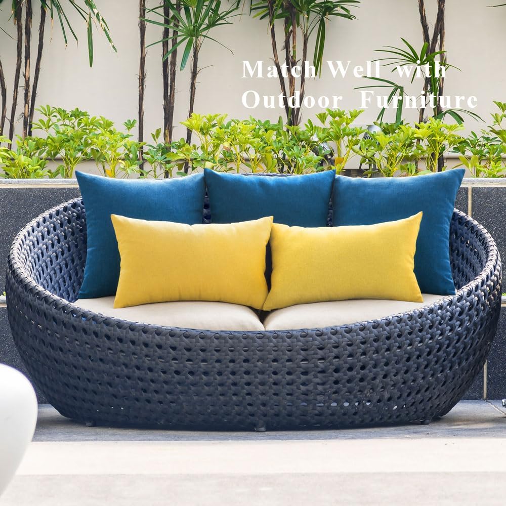 Miulee Pack of 2 Decorative Outdoor Solid Waterproof Throw Pillow Covers Faux Linen Garden Farmhouse Coastal Cushion Cases for Summer Patio…