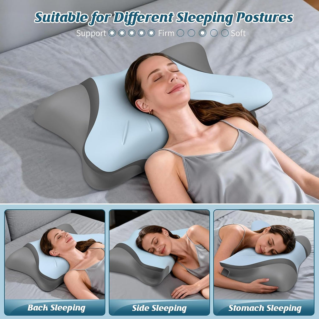 Hamyodo Cervical Pillow for Neck, Ergonomic Pillow for Sleeping, Neck Support Bed Pillows, Orthopedic Contour Pillow for Side Back Stomach…