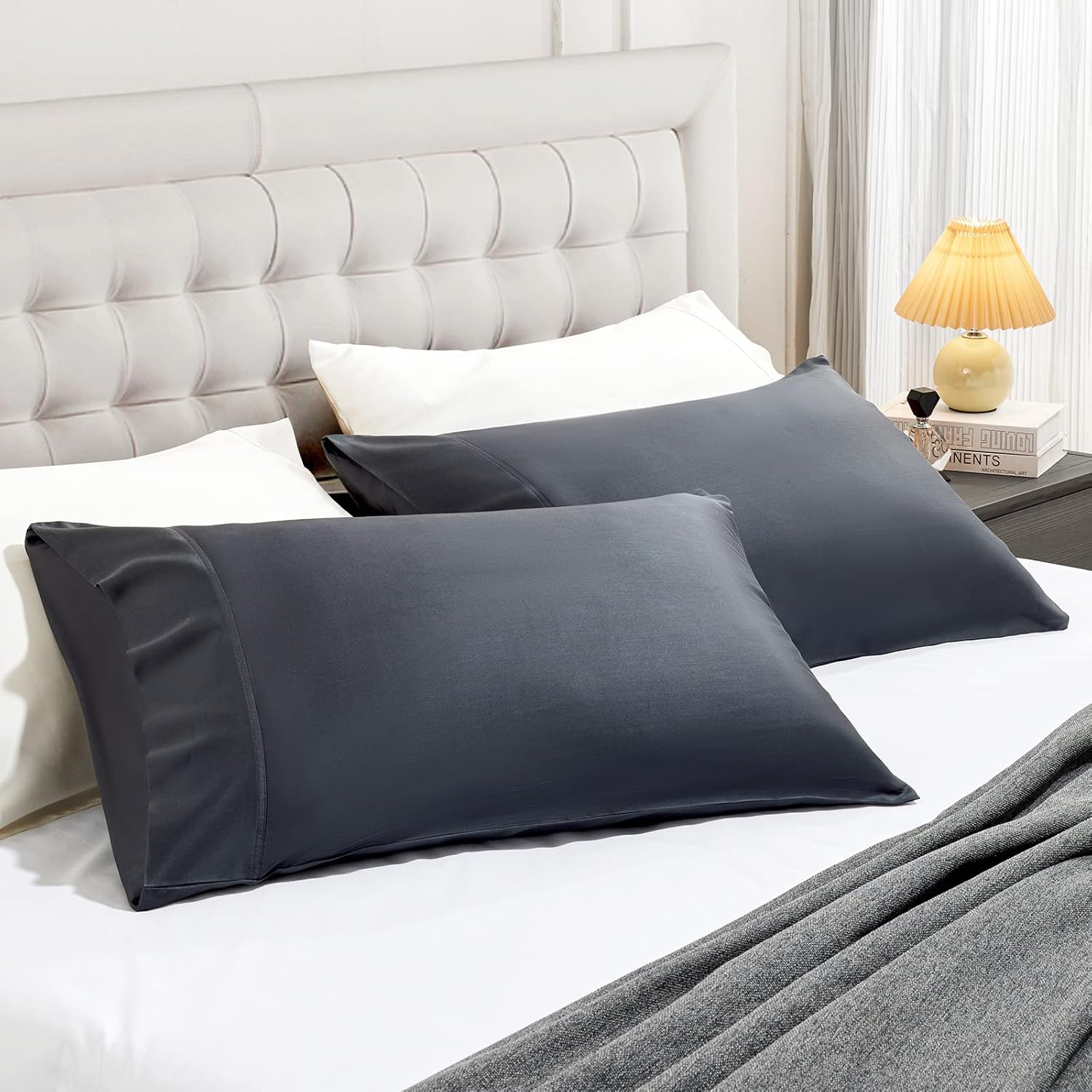 Stnomyhome 100% Eucalyptus Tencel Lyocell Cooling Pillowcase Set of 2, Moisture Wicking, Temperature Regulating, Soft &Smooth Sateen Pillow…