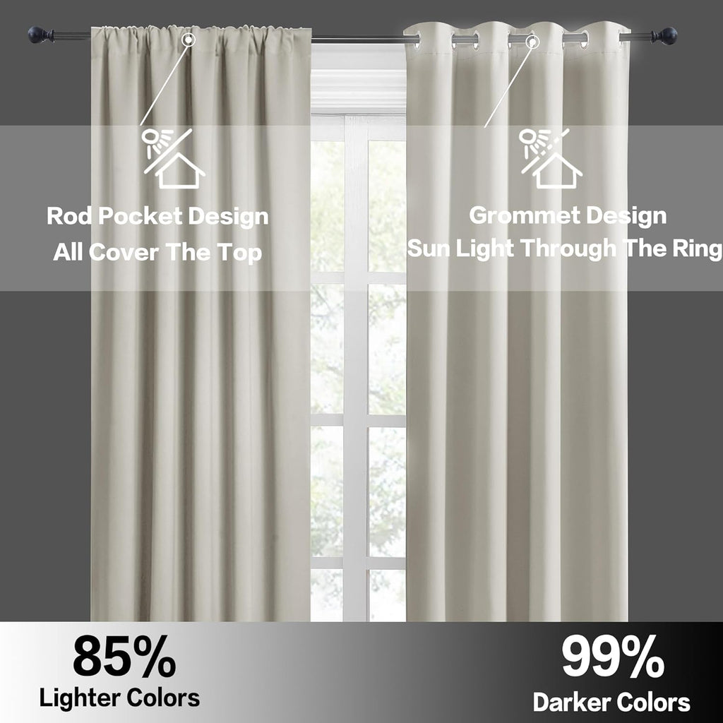 Rybhome RYB HOME Short Curtains for Bedroom, Room Darkening Insulated Summer Heat Light UV Blocking Energy Saving Drapes for Nursery, Width…