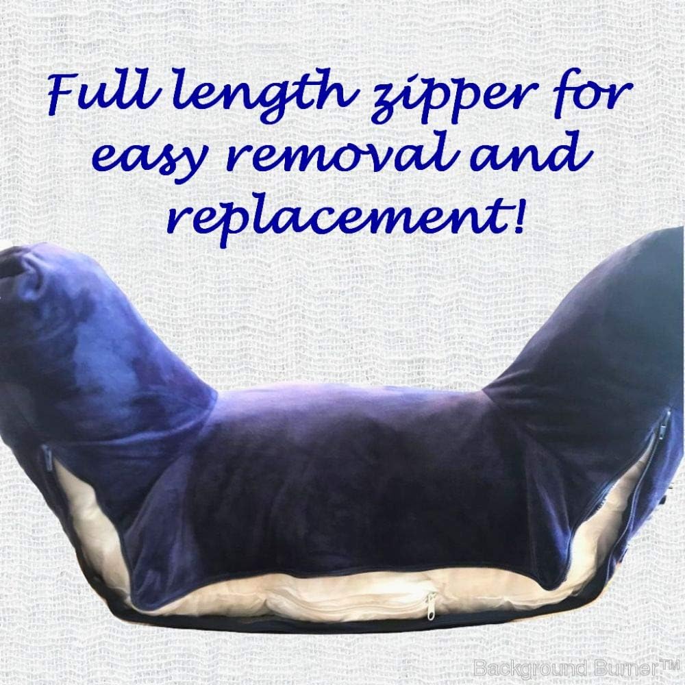 ComfortSpa Reading Pillow Replacement Cover for 19 inch Back Rest Pillow, Polyester Velour Machine Wash and Dry (Navy Blue)