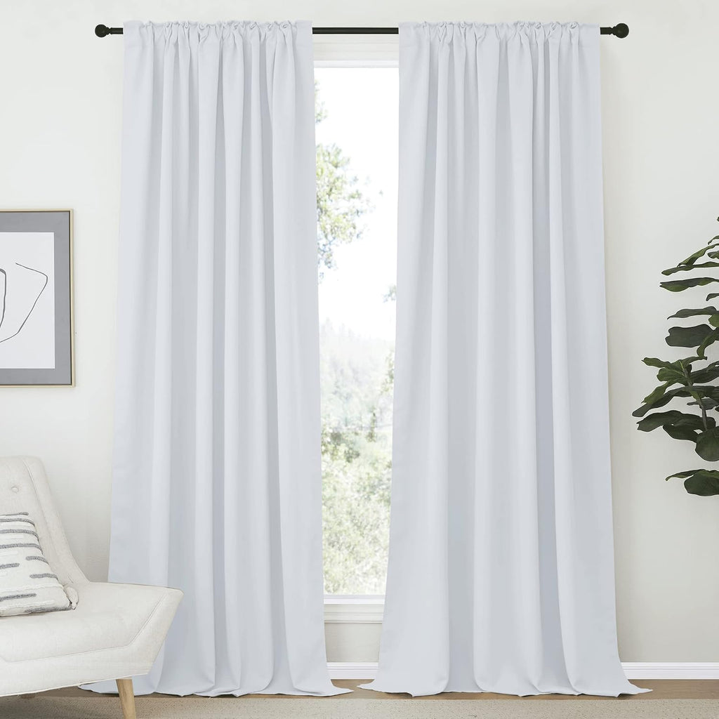 Nicetown Living Room Darkening Curtain Drapes - (Cloud Grey Color) W70 x L95, Set of 2, Room Darkening Window Treatment Drapery Panels Grey