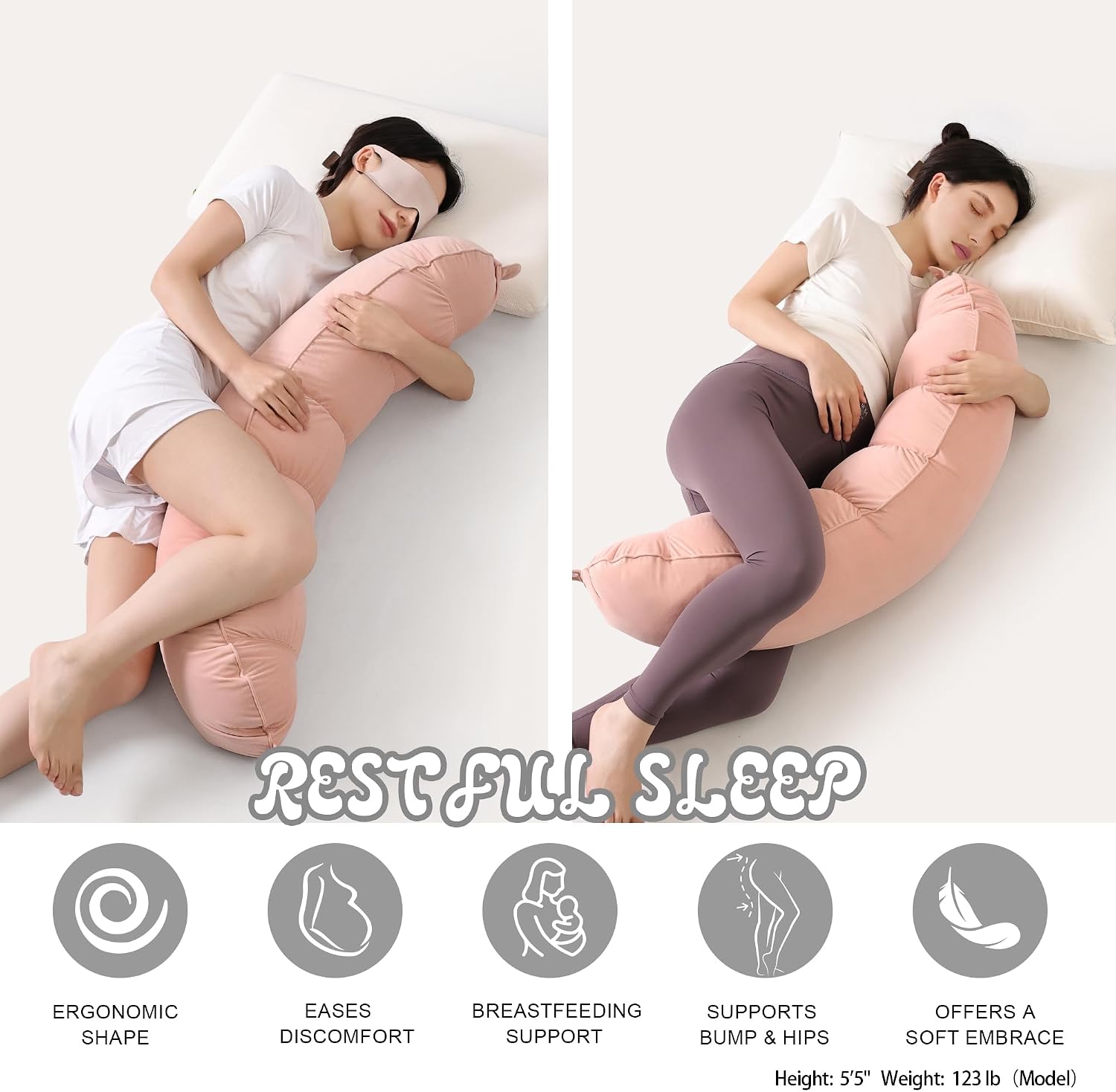 Peallow(Pat. Pend) – Long Round Body Pillow for Adults, Bolster Pillow for Sleeping, Soft and Supportive Pillow for Sleeping & Lumbar…