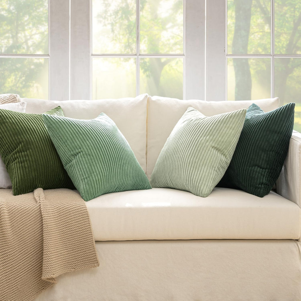 Miulee Boho Farmhouse Sage Green Throw Pillow Covers 24x24 Inch Set of 4 Mordern Nordic Cushion Covers Soft Corduroy Spring Home Decor for…
