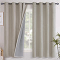 YoungsTex Camel Linen Blackout Curtains 68 Inch Length for Bedroom, Room Darkening Burlap Drapes with Grommet Black Out Thermal Insulated B…