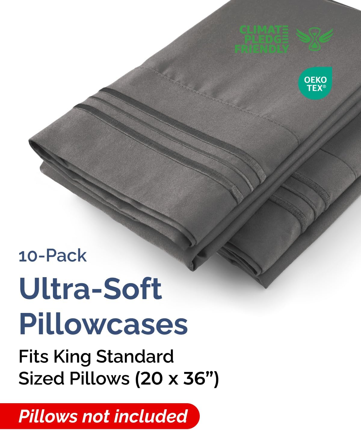 King Standard Pillow Cases Set of 10 - Ultra Soft Hotel Quality Pillowcase Covers - Comfy & Wrinkle Free - Shrink & Fade Resistant…