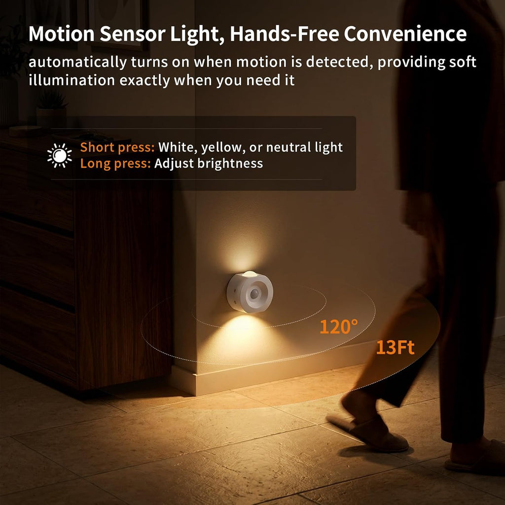 Horta Rechargeable Motion Sensor Night Light 4 Pack, Dimmable LED Night Lights with 4 Modes & 3 Color Temperatures, Magnetic Stick-On…