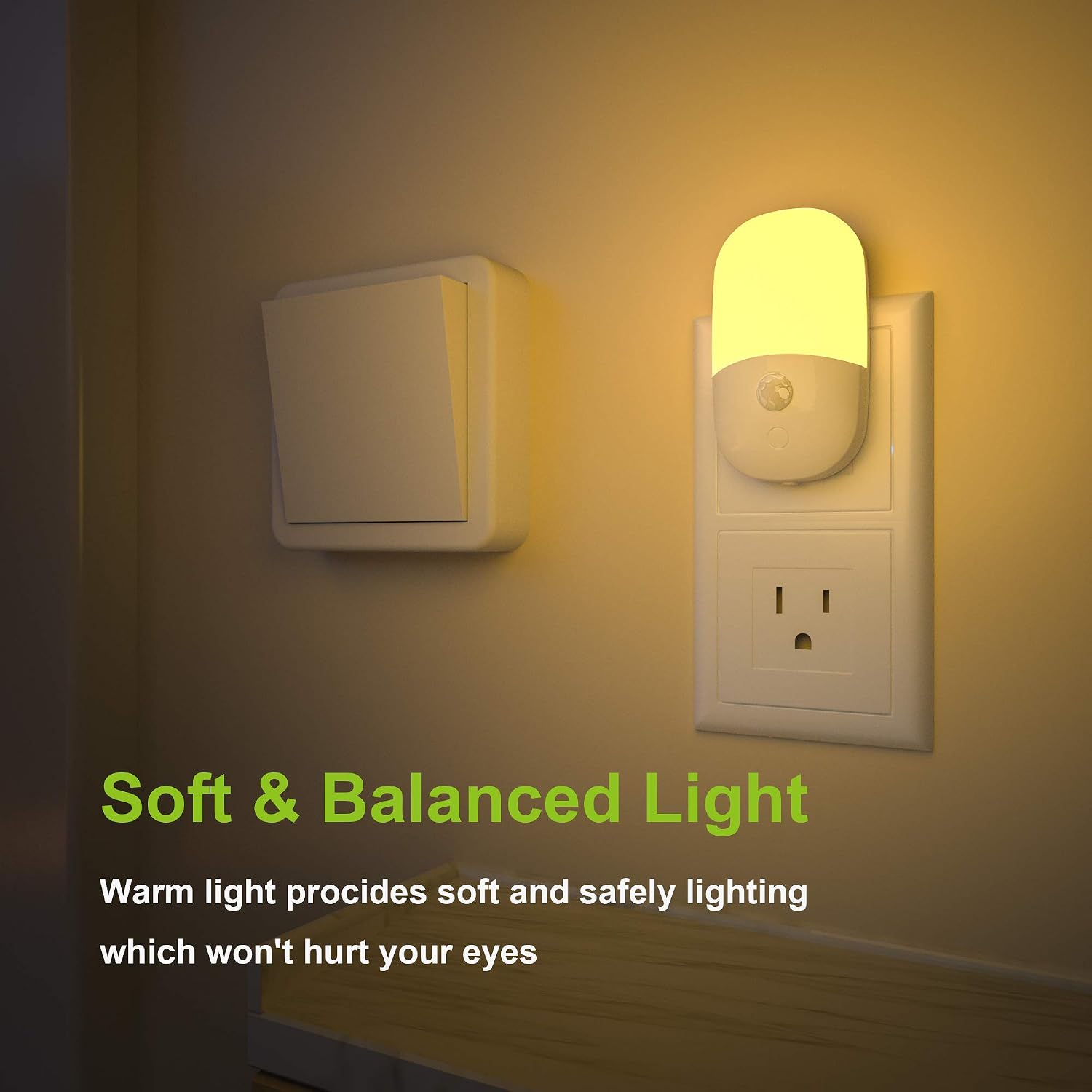 MAZ-TEK Plug in Motion Sensor Dimmable Night Light, Soft Warm White LED Nightlight with Dusk to Dawn Motion Sensor, Adjustable Brightness…