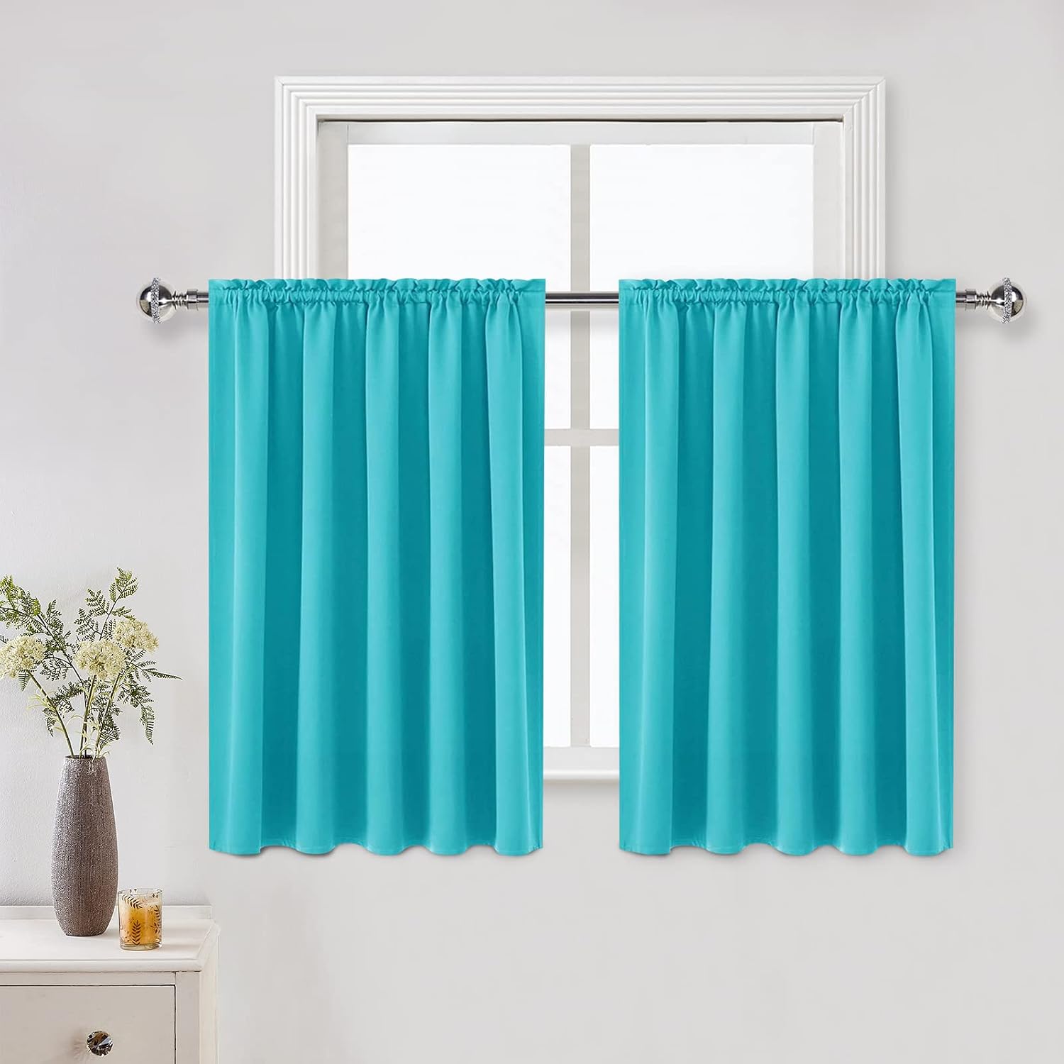 DWCN Thermal Short Blackout Curtains for Bedroom/Kitchen, Energy Saving Room Darkening Curtains for Nursery/Bedroom/Kitchen(W60 x…