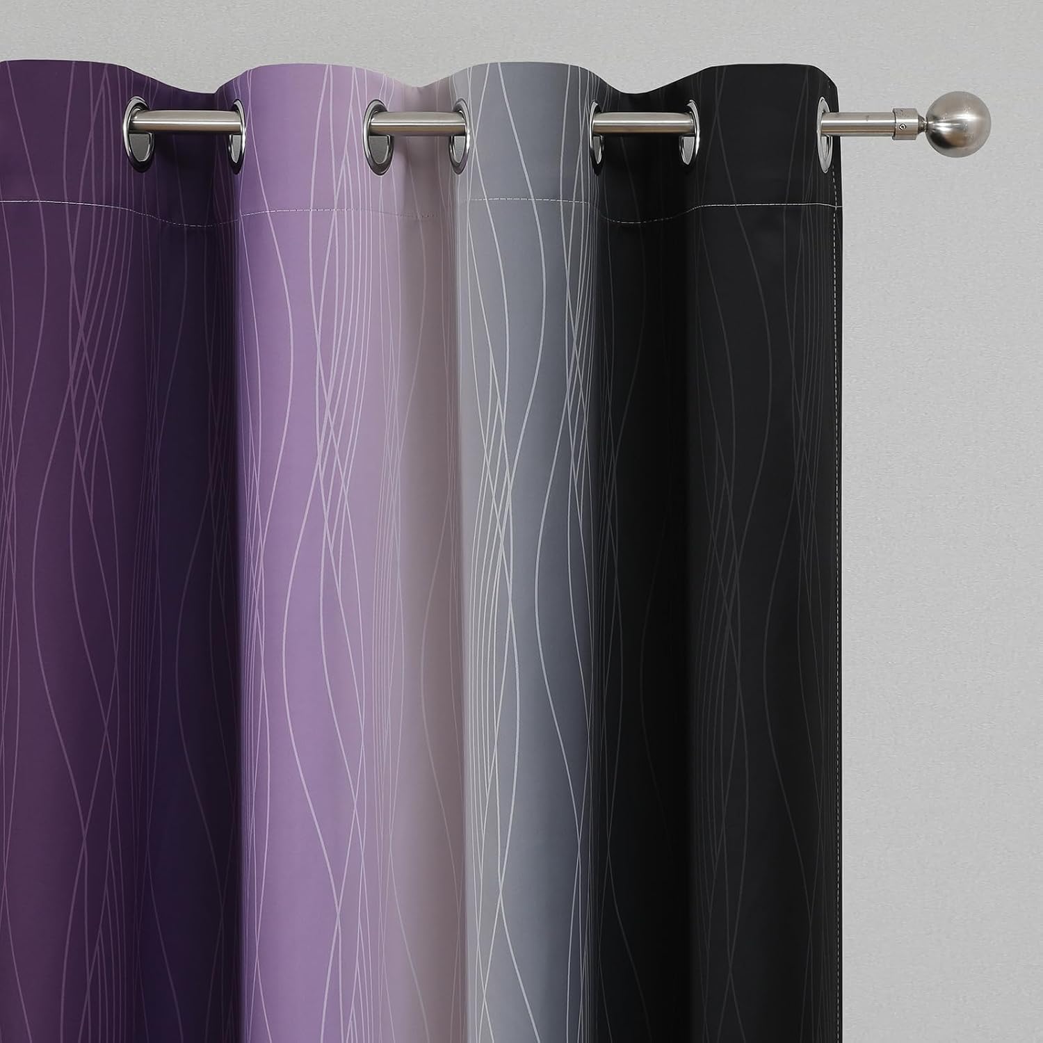 Estelartextiler Estelar Textiler Black and Purple Ombre Blackout Curtains for Bedroom, Full Room Darkening Grommet Curtains for Living Room…
