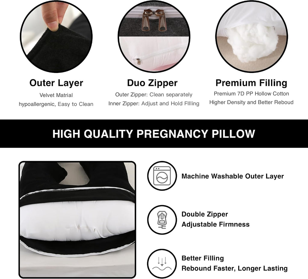 ALLOPERA Pregnancy Pillow, Full Body Maternity Pillow 57 inch, with Removable Washable Cover - Sleep Support for Legs, Back, Neck…