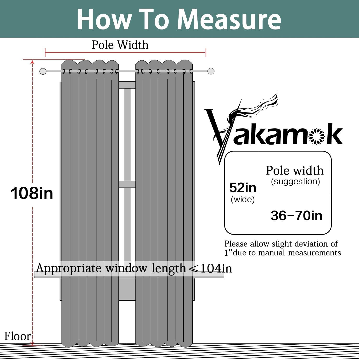 Yakamok Gray 100% Blackout Curtains Energy Saving Thermal Insulated 2 Thick Layers Completely Blackout Drapes with Black Liner for Bedroom…