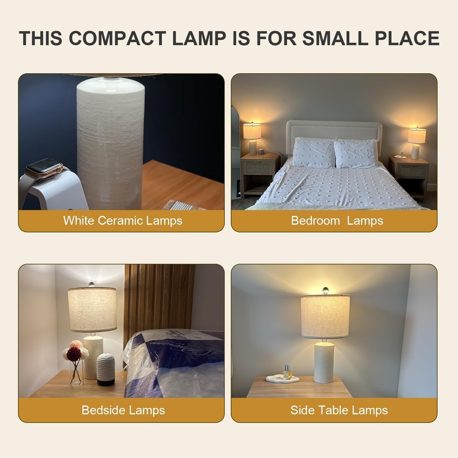 G-SAFAVA 20.25'' Ceramic Table Lamps Set of 2 Small Farmhouse Bedside lamp Creamy White Modern Nightstand End Table Lamps for Living Room…