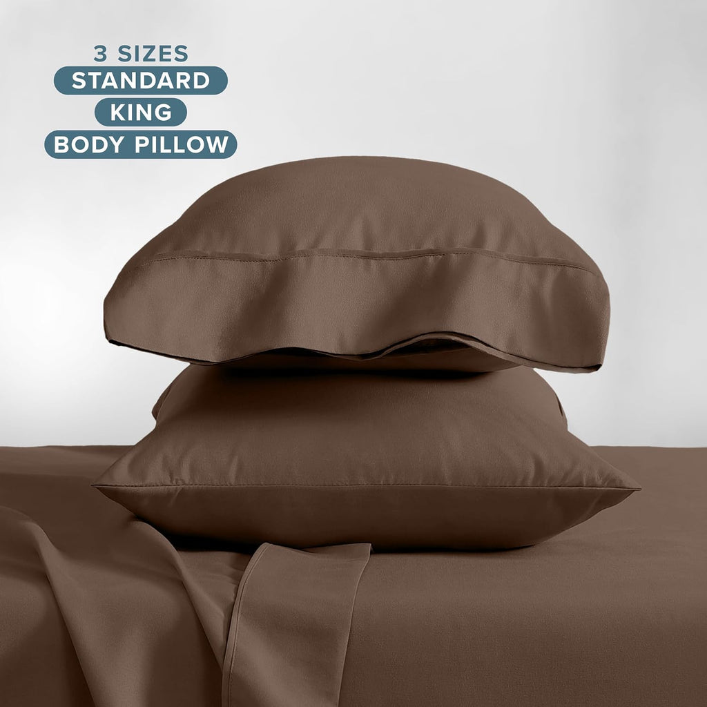 BareHome Bare Home Microfiber Pillow Cases - King Size Set of 2 - Cooling Pillowcases - Double Brushed - Cocoa Pillowcases Two Pack - Easy…