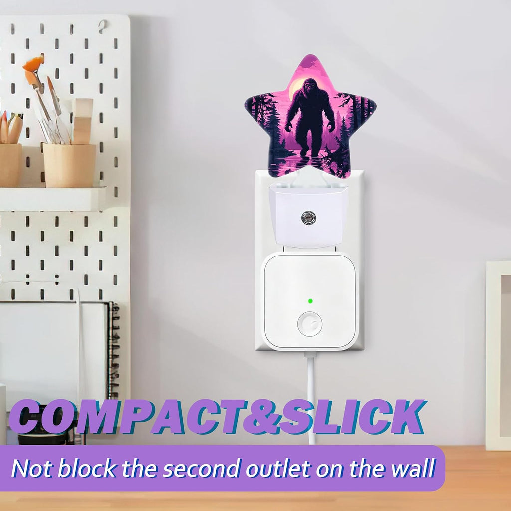 Bigfoot Night Light for Kids, Purple Forest Night Lights Plug Into Wall, Lightweight Dusk to Dawn Light Sensor Warm Nightlights for Girls…