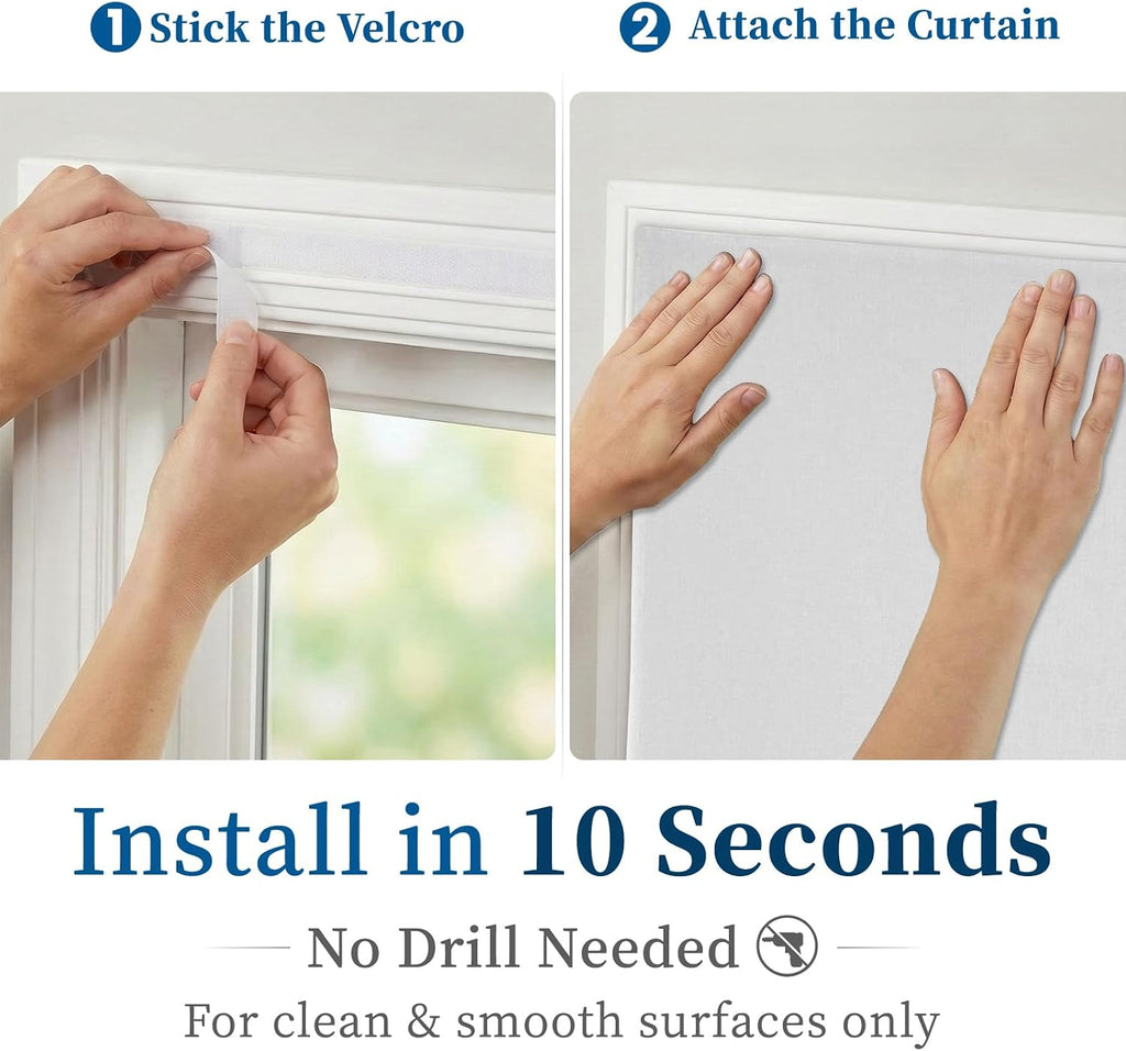 100% Blackout Curtains for Bedroom Stick On Curtains Window Shades Pull Down Blackout Window Cover No Drillng Self Adhesive Curtains No…