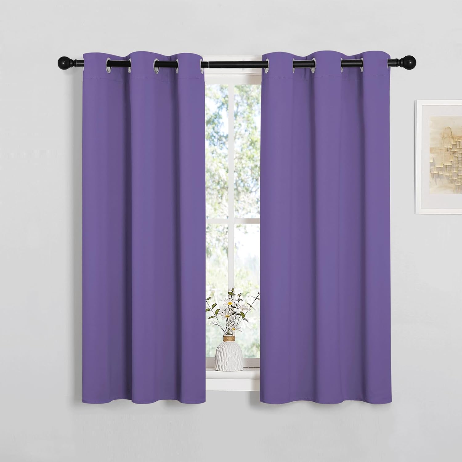NICETOWN Bedroom Curtain Panels Blackout Draperies, Thermal Insulated Solid Grommet Blackout Curtains/Drapes (Lilac Purple, 1 Pair, 34 by…
