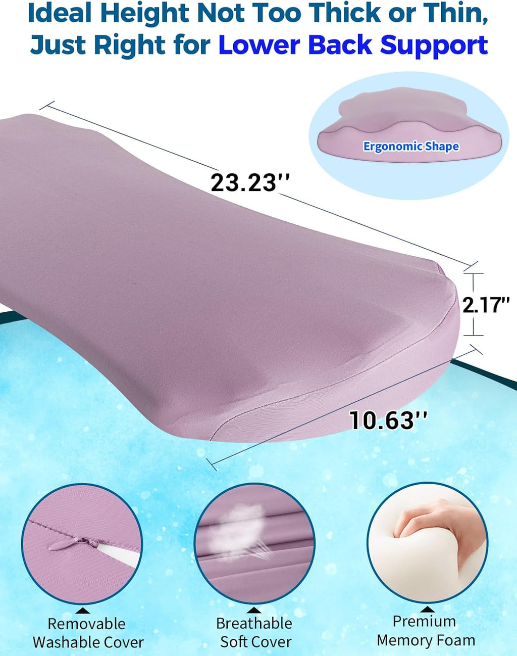 Fledano Lumbar Support Pillow for Bed – Floor Pillows & Cushions - Memory Foam Lower Back Pillow for Sleeping, Ergonomic Lumbar Pillow for…