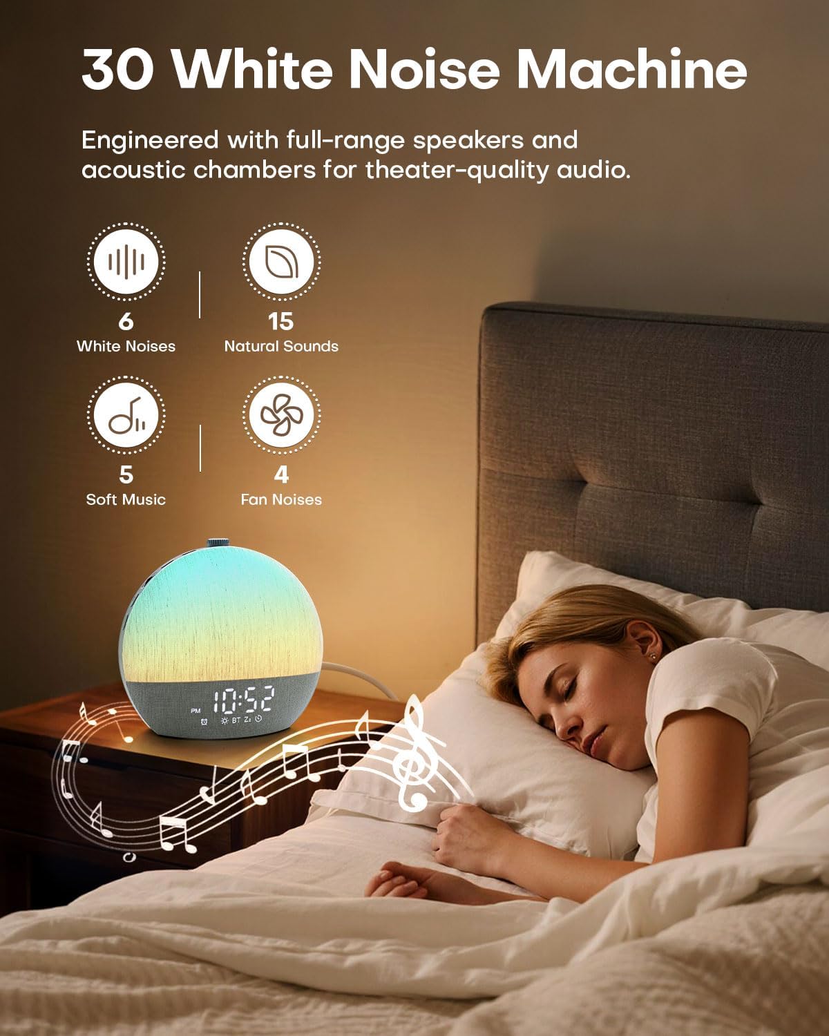 Sunrise Alarm Clock, White Noise Sound Machine, Sunlight Alarm Clocks for Bedrooms, 9 Natural Wake Up RGB Night Light, 30 Soothing Sounds…