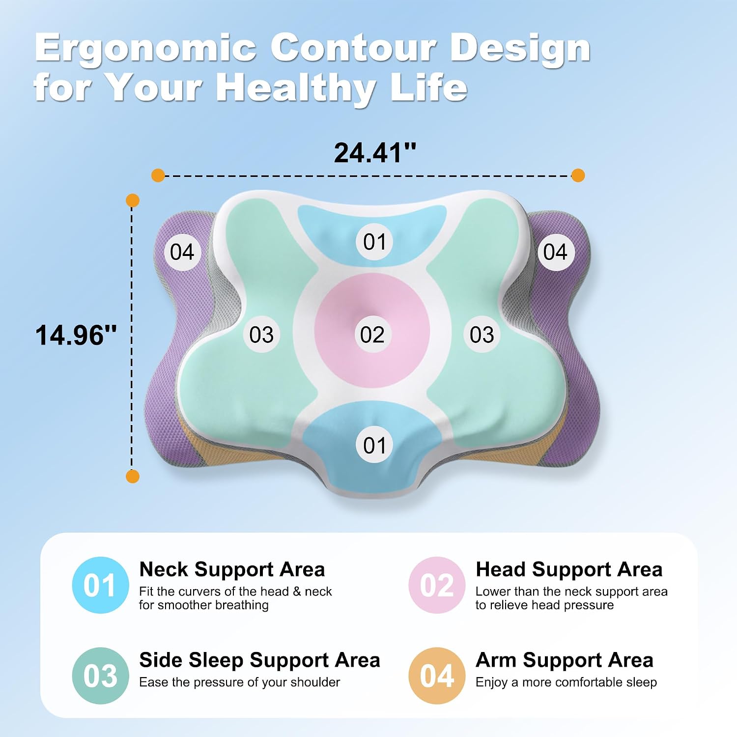 VYLEETechnologyLLC VYLEE Cervical Neck Pillow for, Ergonomic Memory Foam Pillow for Neck Support, Cooling Contour Orthopedic Pillow for Si…