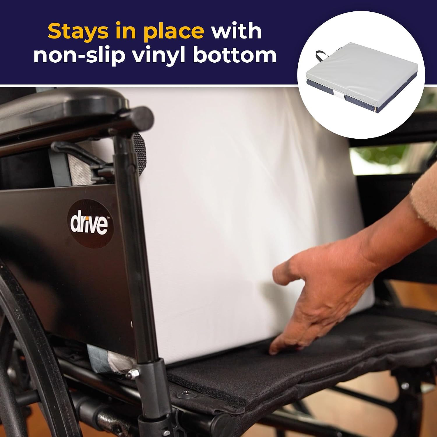 DriveMedical Drive specialized 14886 Skin Protection Gel "E" Wheelchair Seat Cushion 1 Count 18 inches Blue