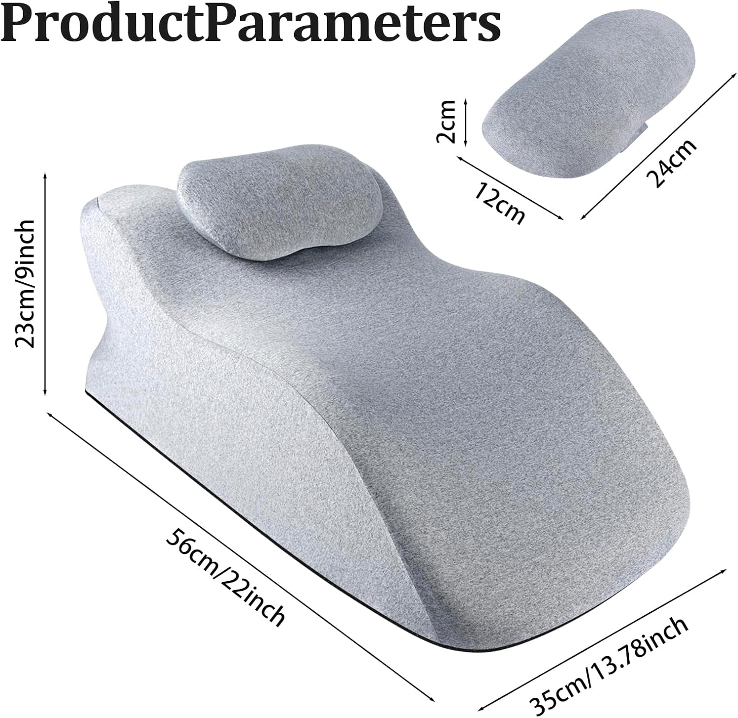 Ergonomic Contoured Support Pillow, 27°Angle Wedge Memory Foam Pillow, Multi-Functional Neck Back Waist Pillow for Bed Sleeping &…