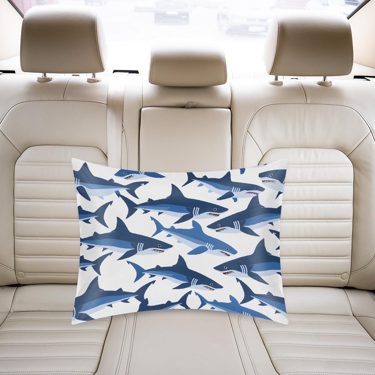 Satin Pillowcase for Hair and Skin Cool Blue Animal Shark Soft Silk Pillow Case with Envelope Closure Cooling Pillow Cases Slip Standard…